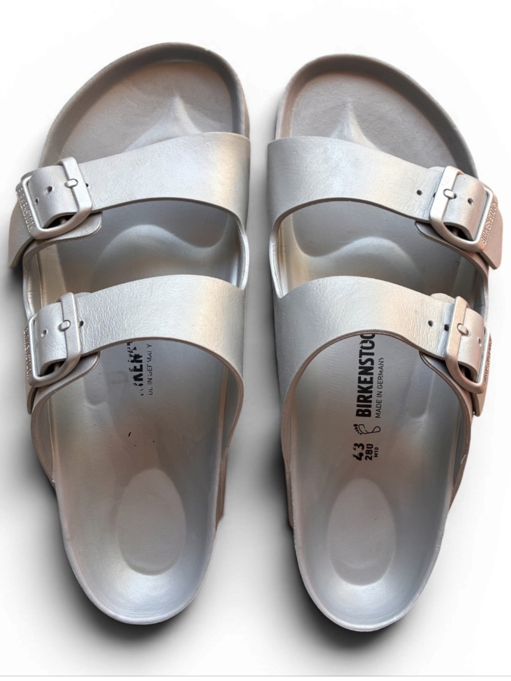 Birkenstock EVA Arizona Metallic Silver Sandals men’s size 10 size 43